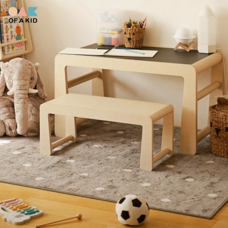 OAK - Table kid's bench & chairs